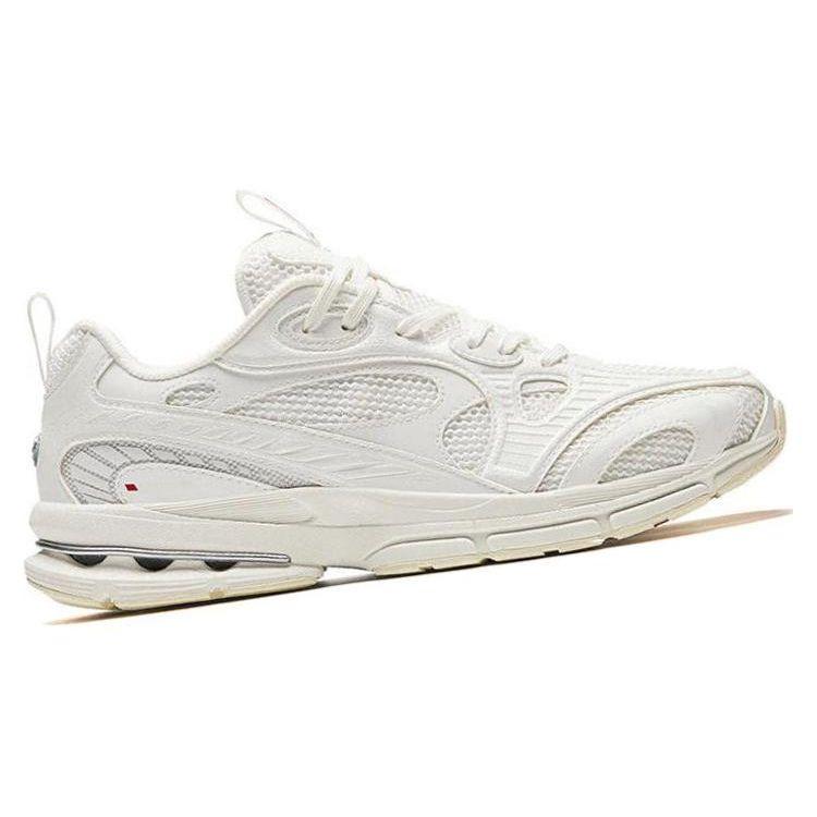 Anta Round Toe Lace-Up Shock Absorbing Wear-Resistant Low-Top Running Shoes Men Sneaker White 912345568A-2