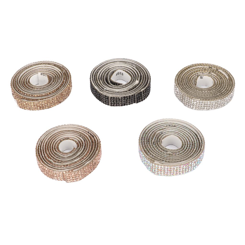 5 ks Samolepicích kamínkových proužků Celkem 5 yardů Šířka 1 cm Stříhatelná DIY kamínková stuha pro