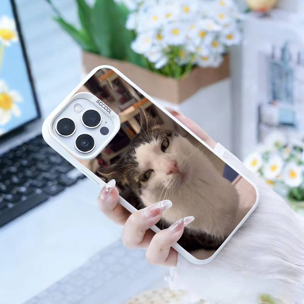 Funny Cute Cat  Phone Case For iPhone 16,15,14,13,12,17,Pro,MAX white Matte Shockproof Cover