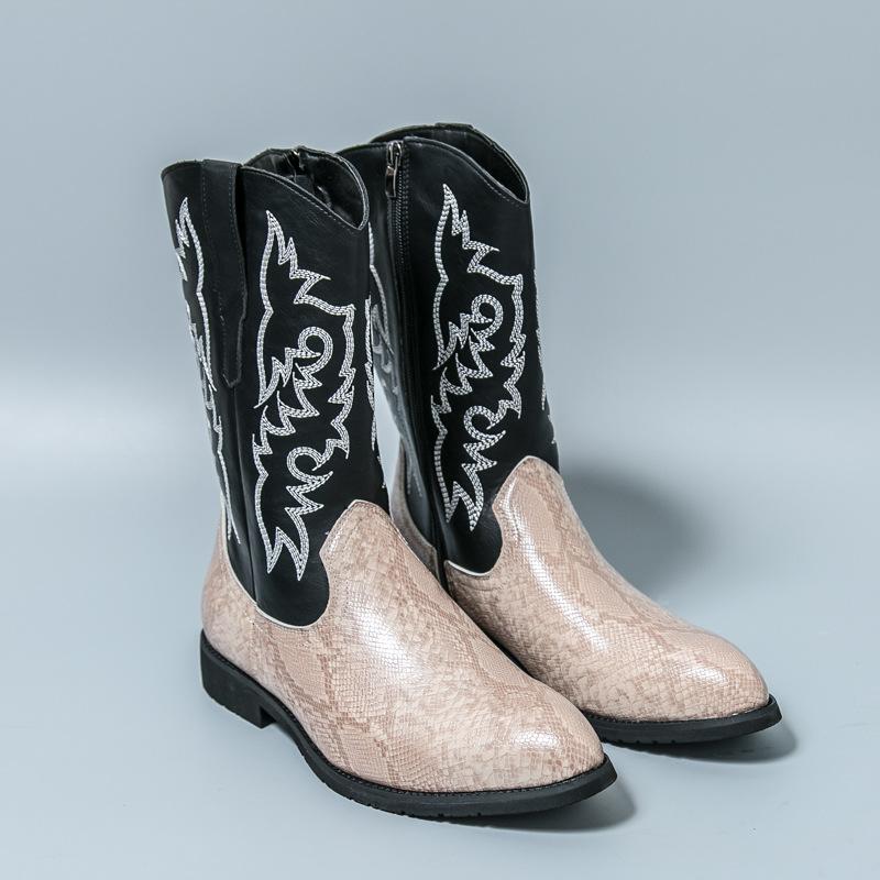 

Мужские кожаные ботинки большого размера осень и зима новые кожаные ботинки с высоким голенищем модный тренд ретро гравированные ботинки-локомотивы ковбойские ботинки 46