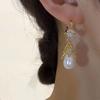 French Light Luxury Crystal Zircon Flower Drop Earrings For Women Elegant Pearl Rhinestone Tassel Earrings Wedding Jewelry Gifts