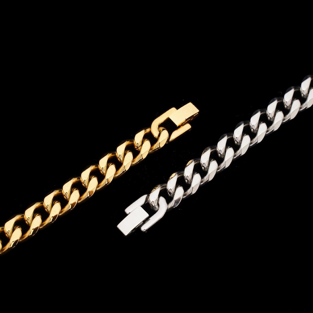 Bracelet Chaîne Cubaine en Acier Inoxydable Poli - Design Minimaliste Hip-Hop pour Hommes et Femmes