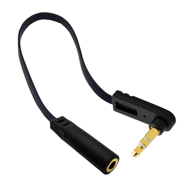 6 Inch 3.5mm Audio Extension Cable, Straight Famale to 90 Degree Angle Male 1/8" TRS Jack Extender AUX Cord for Headphone, Speaker, Car Stereo, Home