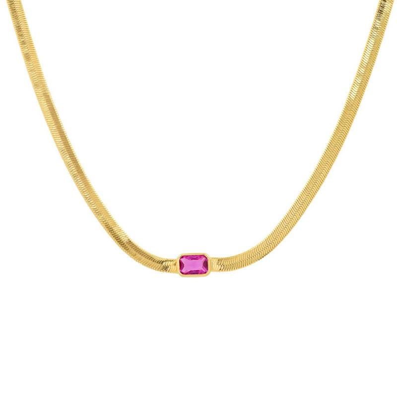 2026 New 18k Gold Plated Chain Necklace Women with Cubic Zircon,Green Stone Rainbow CZ Snake Necklace Adjustable Choker Jewekry
