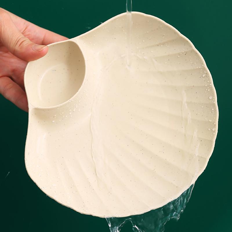 Kitchen Breakfast French Fries Plate With Seasoning Sub-Grid Household Snack Dry Fruit Plate Children Cute Table Spit Bone Plate