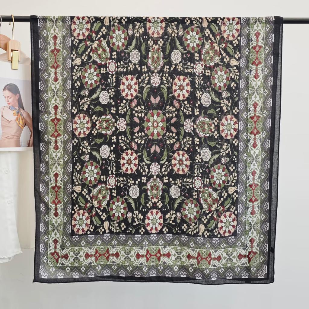 Thin Scarf Versatile Women's Scarf Shawl Imitation Cotton and Linen High-end French Silk Scarf Long Scarf Cross-border Special Supply