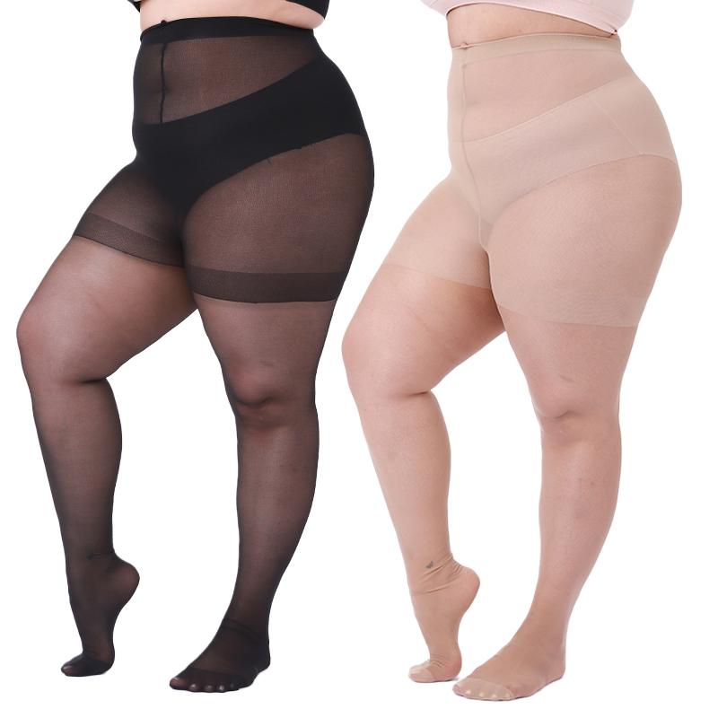 

2 Pack Plus Size Pantyhose For Women – 30D Ultra-Sheer Control Top Tights Reinforced Toe & Waistband 3XL