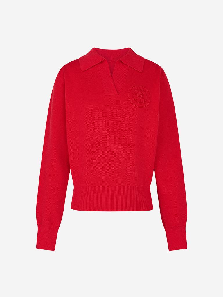 LORDLOAR Signature Collar Long Sleeve Knit Red
