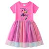 Korean-Style Kpop Demon Slayer Mesh Princess Dress for Kids - Short Sleeve for Summer, Long Sleeve for Spring/Autumn