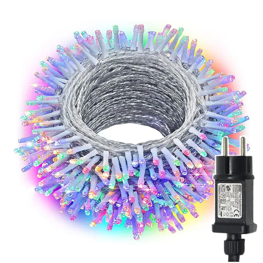 

24 В 50 м 100 м 200 м рождественская гирлянда уличная праздничная гирлянда водонепроницаемая гирлянда для сада свадебный декор вечеринки 10M 100LEDS&110V US Plug разноцветный