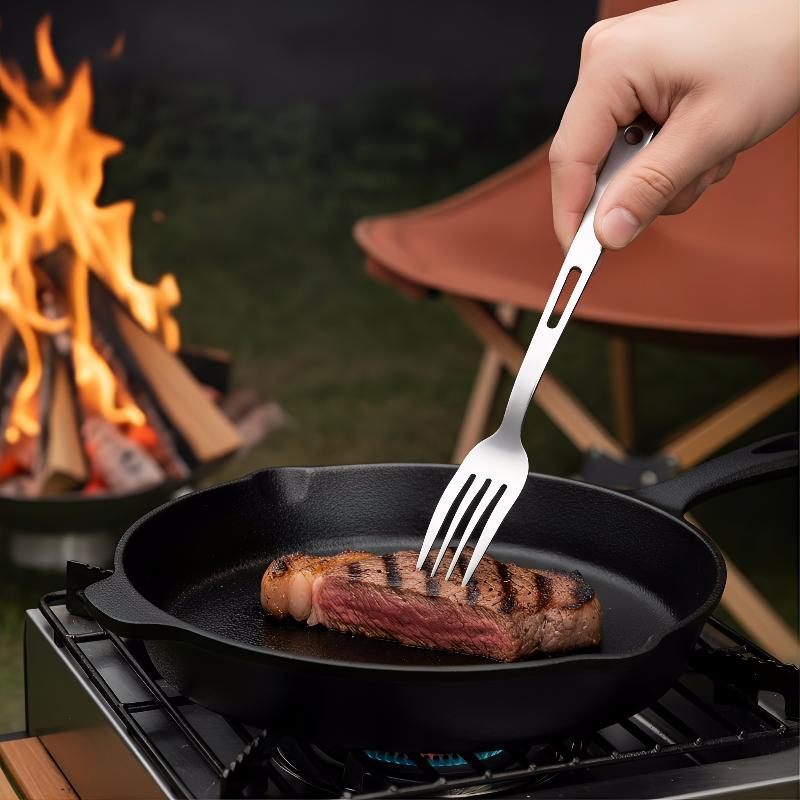 3Pcs Portable 430 Stainless Steel Tableware With Carabiner Outdoor Camping Picnic Knife Fork And Spoon Set Travel Tableware
