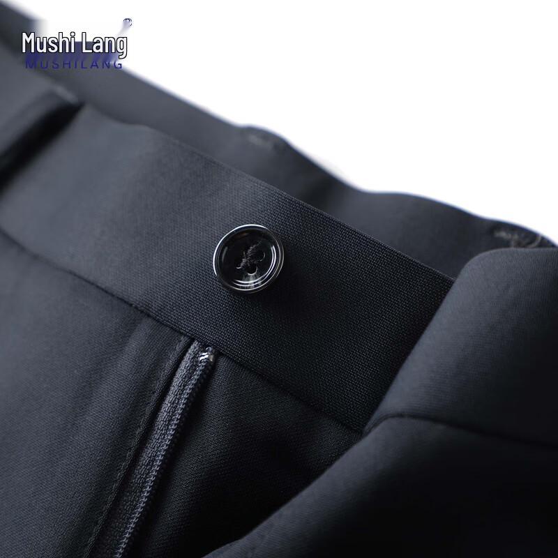 Mushi Lang Herren Knitterfreie Casual-Hose mit geradem Schnitt