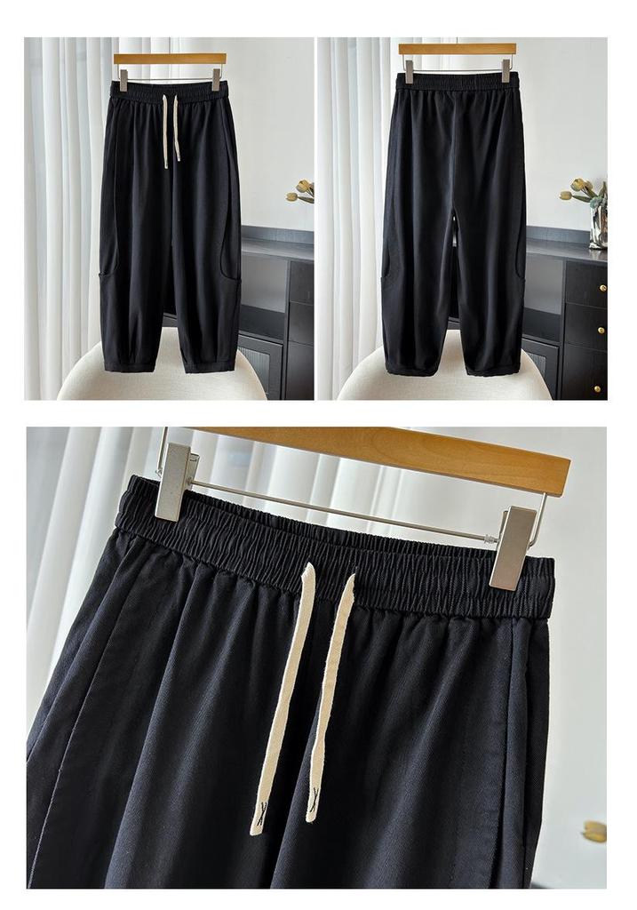 Autumn Plus Size Women's Elastic Waist Drawstring Loose High Stretch Cuffed Straight Leg Casual Pants