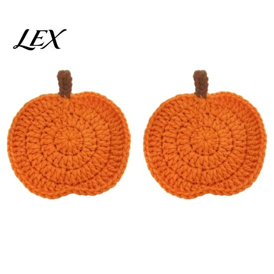 Crochet Pumpkin Cushion Handmade Coasters, Soft Polyester Coffee Mats, Heat Resistant Drink Mats Autumn Themed Farmhouse Dining Accessories