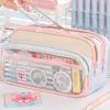 New New Color Block Pencil Case Transparent Large Capacity Creative Multifunctional Stationery Bag Japanese Style High Aesthetic