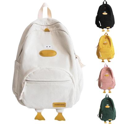 Kawaii Backpack Cute School Bag Corduroy Duck Backpack Cartoon Schoolbag Casual Daypacks