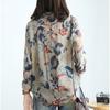 Early Spring Vintage Printed Pullover Collar Cotton Shirt for Women Simple Artistic Long Sleeved Shirt Blouses