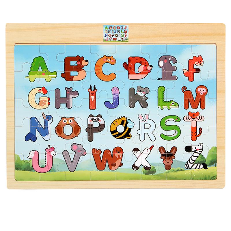 Wooden 40-piece Puzzle for Children, Animals, Dinosaurs, Cartoon Wooden Flat Puzzle for Babies, Early Education Educational Toys