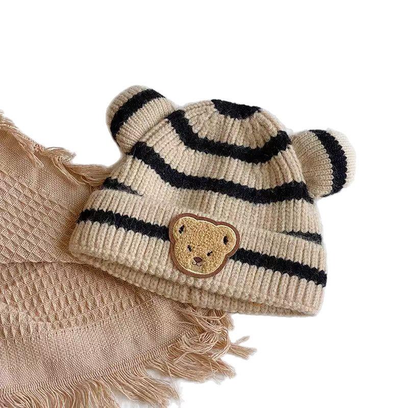 Children's hats Infants autumn and winter knitted hats Baby warm thickened boys and girls ins cute wool hats