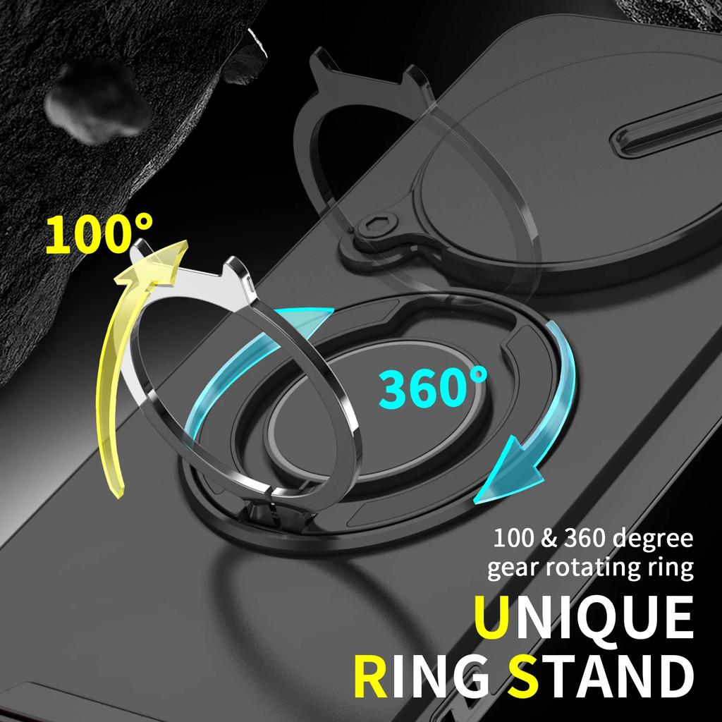 Hot For Xiaomi Redmi 14C 4G Case Armor Shockproof Slide Camera Lens Magnetic Car 360 Ring Stand Protect Cover For Redmi 14C Case