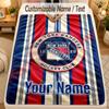 Flannel BlanketNew York Rangers Custom Name Text Personalized Soft Warm Throw Blanket Home Decor Gift