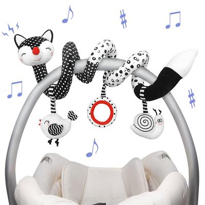 Zabawki pluszowe Baby Spiral Black White Stroller Stretch Spiral Activity Car Seat Wiszące grzechotki Łóżeczko Mobilne sensoryczne dla noworodków