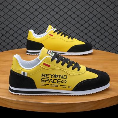 Sneaker Moda Giallo Scamosciato Uomo Stampa Lettera Scarpe Casual Per Uomo Autunno Inverno Sneaker Originali da Uomo zapatillas de hombre