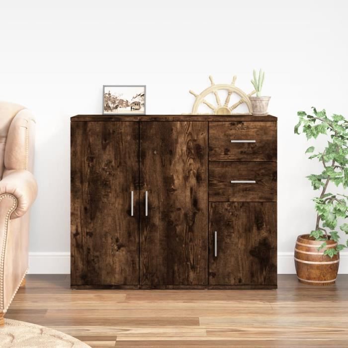 VidaXL Buffet Smoked Oak 91x29.5x75 Cm Engineered Wood 823274