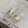 Fashion Eilyken New Fashion Crystal Thin Heels Mules Women Slippers Elegant Pointed Toe Banquet Party Prom Ladies Shoes