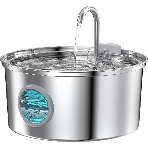 Cat Water Fountain Stainless Steel: Cat Fountain for Drinking - 108oz/3.2L Pet Water Fountain for Cats Indoor - Quiet Water Fountain for Cats - Cat Water Fountain