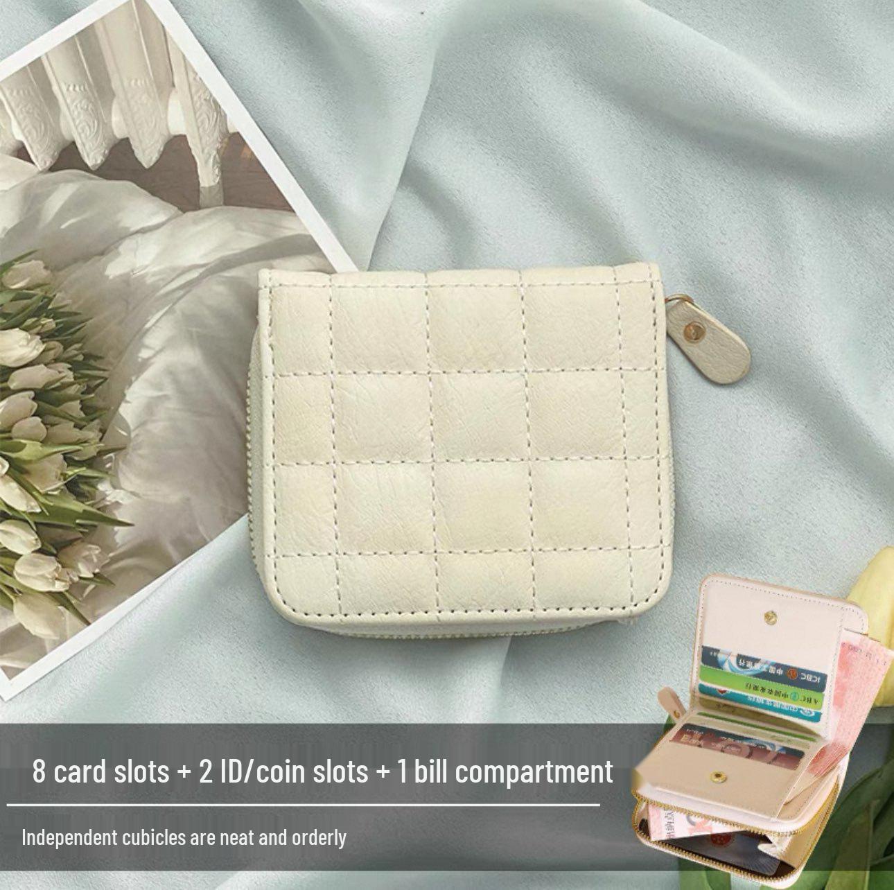 Женский тонкий кошелек в гусиную лапку Короткий стиль большая вместимость с множеством слотов для карт отделение для удостоверения личности кошелек для мелочи и складная сумочка-клатч белый 780₽
