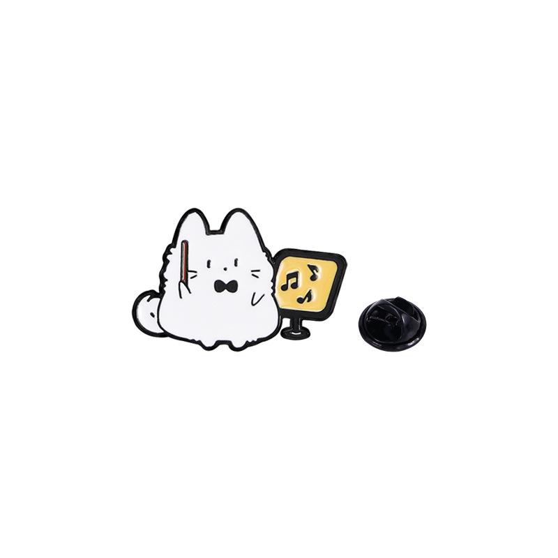 Creative Cartoon Cat Brooch Playing Piano and Music Cute Personality Versatile Accessories Clothes Bag Badge