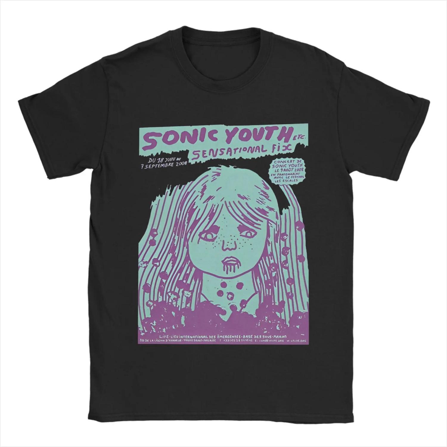 

2025 Sonic Youth Рок-группа Мужские Футболки 100% Хлопок Винтажные Футболки С Круглым Вырезом Футболки С Коротким Рукавом Летняя Одежда XXXL чёрный