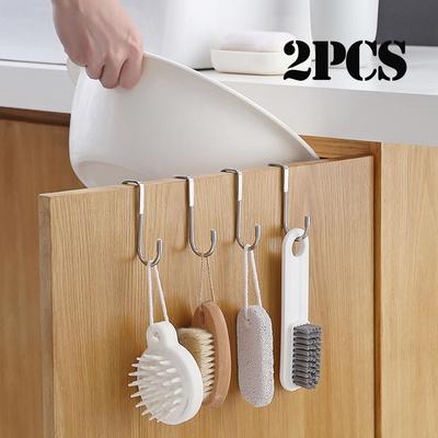 1/2pcs Kitchen Cabinet Door Back Hook Towels Clothes Kitchen Bathroom Accesories Storage Hanger Hook Back Door Hanging Holder