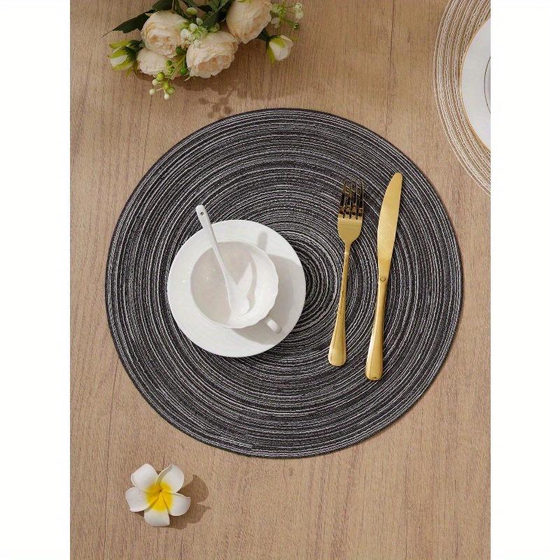 1pc Round Woven Placemat, Machine Washable, Anti-Slip Heat-Resistant Table Mat, Suitable For Home Dining, Festivals And Parties