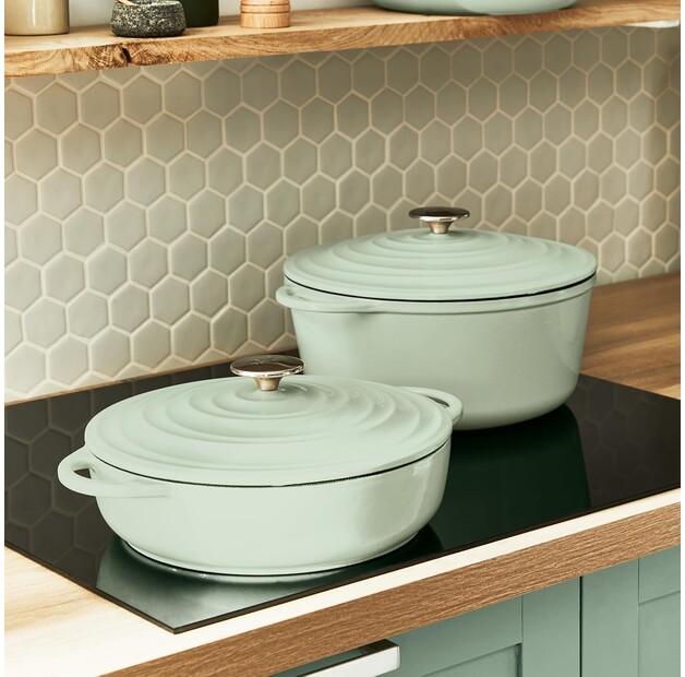 Чугунная Кастрюля Tefal Lov, круглая, 28 см, светло-зелёная (E2587204)