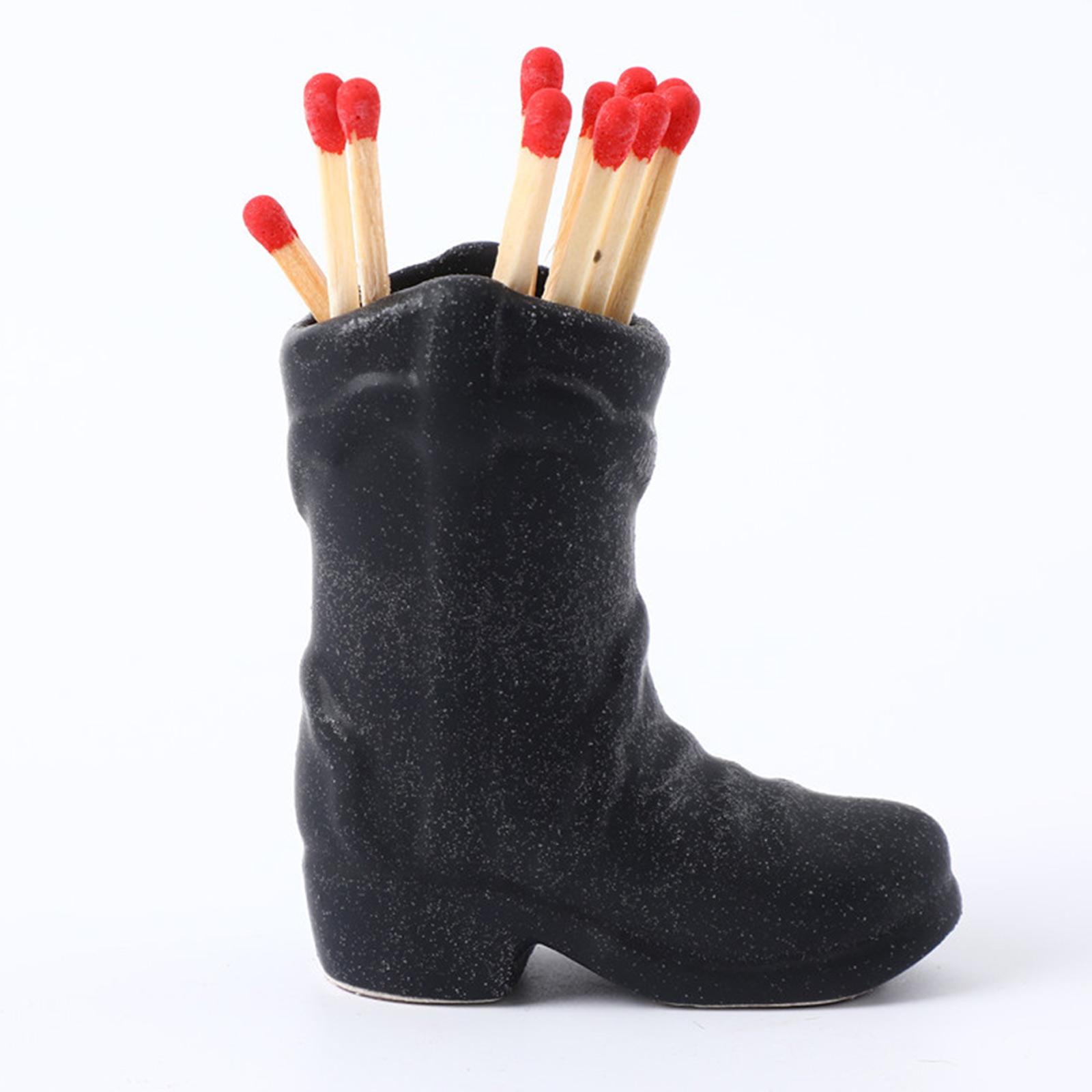 

Держатель спичек 7,8*6,8*3,5 см очаровательный керамический ботинок для ванной комнаты чёрный