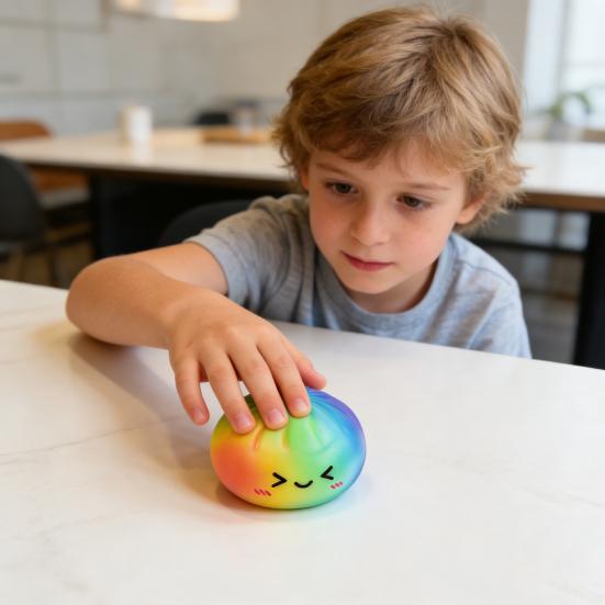 Colorful Steamed Bun Squeeze Toy Cute Slow Rising Fidget for Stress Relief Soft Non-Sticky Decompression Gadget for Kids Adults