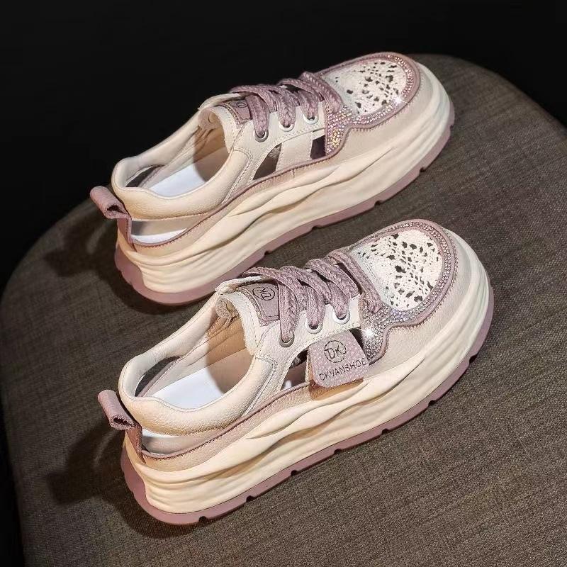 Candy color platform hollow dad shoes women's summer fashion lace-up casual shoes student running sports shoes