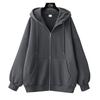 Fleece-Lined Cardigan Hoodie for Autumn/Winter - Loose Fit Sporty Style with Zipper