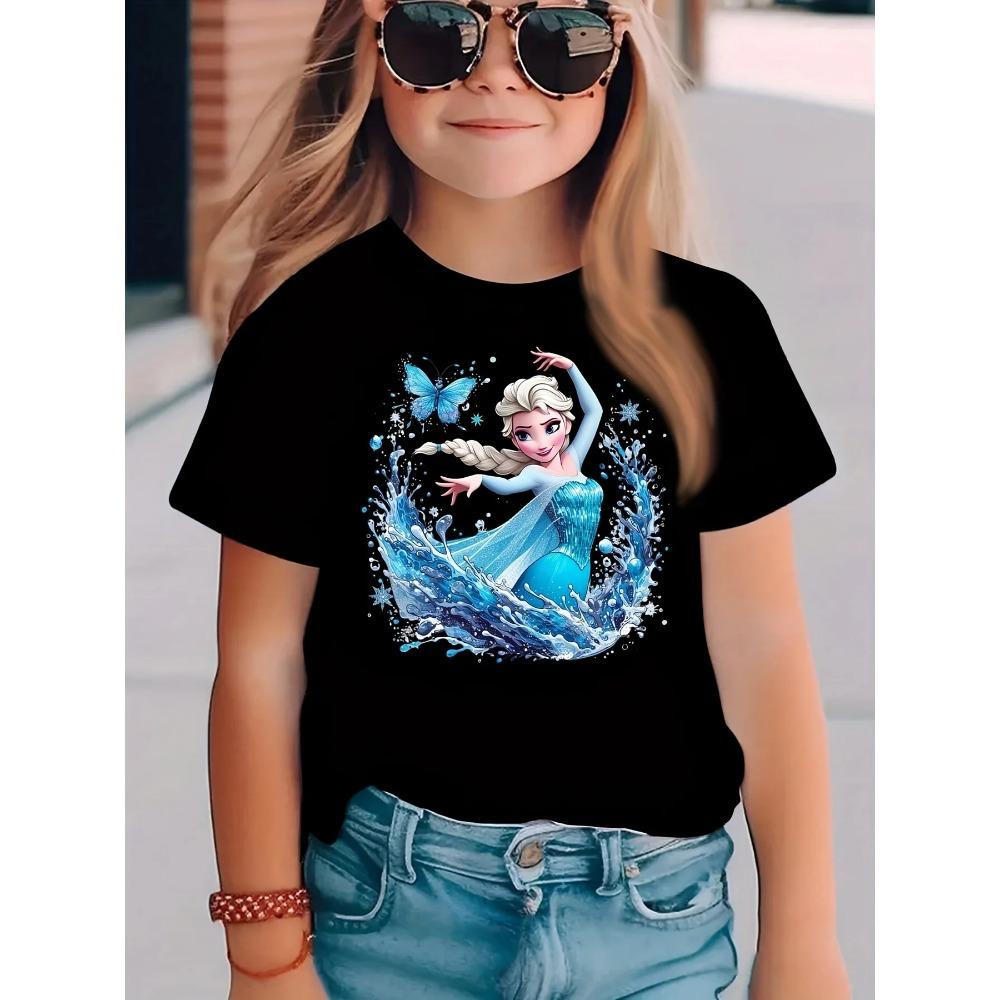 

Frozen Elsa Cartoon T-Shirt - Boys and Girls Children s Casual Sports Wear - Comfortable Short Sleeves 110