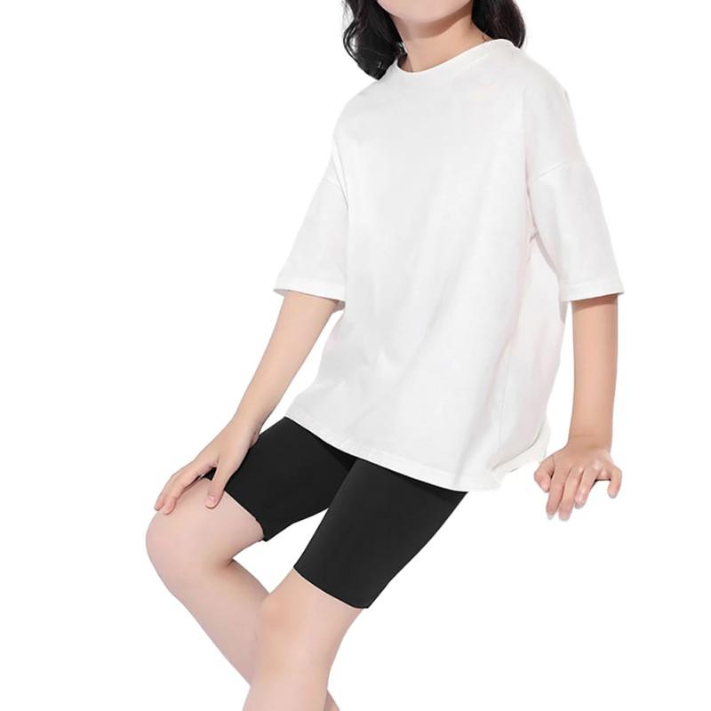 Children Girls' Sports Shorts Solid Color Elastic Waist Dance Short Pants