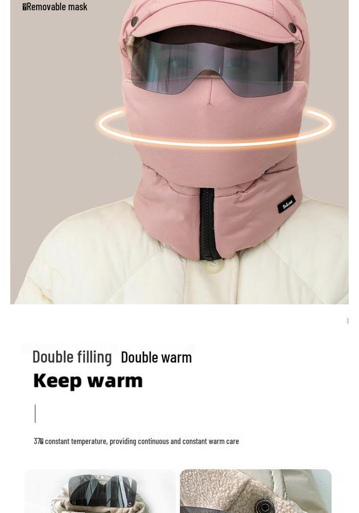 Windproof Velvet-Enhanced Ski Hat & Face Protector