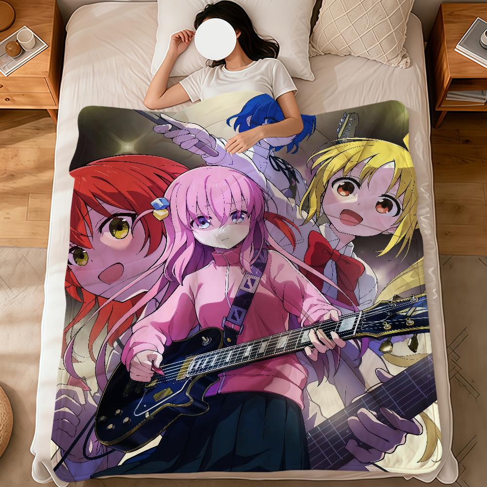 

cute anime manga fanart b-Bocchi the Rock soft warm plush blanket dorm sofa living room pet hogar bedroom gift nap home Flannel 75x90cm