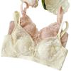 French Lace Crystal Cup Big Chest Small Underwear Women's Summer Thin and Thin Without Steel Ring Collection Sub-breasts Rabbit Ears Cup Bra