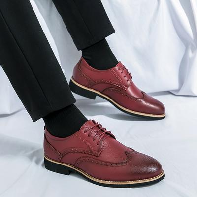 Fashion Brand Autumn Men's Retro Lace Up Comfortable Casual Leather Shoes 2024 Classic Red Carved Men's Wedding Banquet Shoes