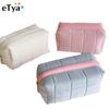 Solid Color Cosmetic Bag Travel Make Up Toiletry Bag Washing Pouch Girl Cute Crystal Velve Makeup Bag for Women Zipper Large