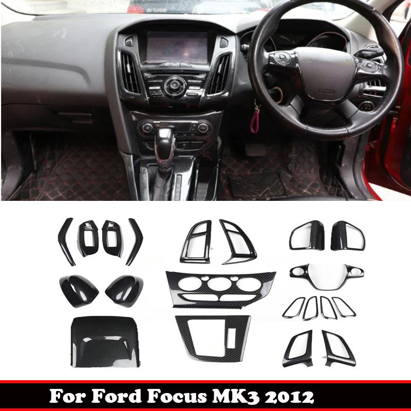 RHD For Ford Focus MK3 2012  ABS Carbon Fiber interior Decoration Accessories door amrest window rise gear  A/C control panle