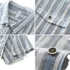 Color-matching Striped Linen Short-sleeved Men's Shirt Summer Fashion Casual Square Collar Loose Cotton and Linen Blouse