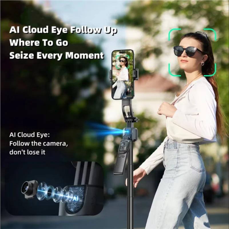 1.62m AI Follow-Up Selfie Stick Fully Automatic With Bluetooth Remote Intelligent  Anti Shake Pan Tilt Handheld Gimbal